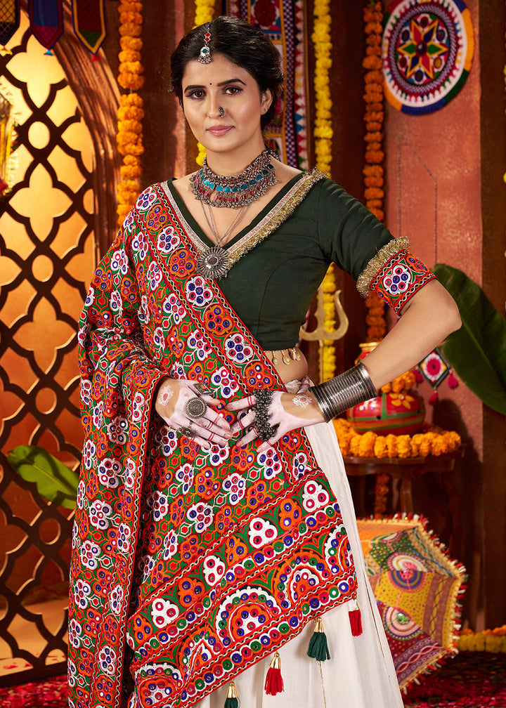 Buy Now Multi White & Black Navratri Special Chaniya Choli Online in US, UK, Canada, France, Germany, Italy, Singapore, UAE & Worldwide at Empress Clothing.