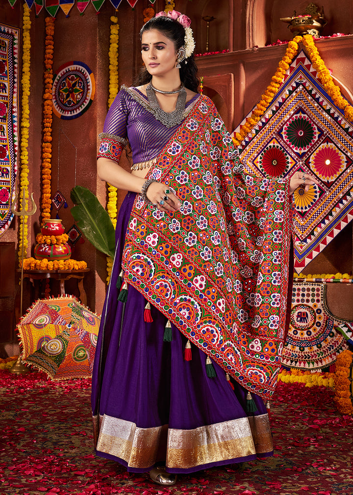 Buy Now Purple Navratri Special Chaniya Choli Online in US, UK, Canada, France, Germany, Italy, Singapore, UAE, Malaysia & Worldwide at Empress Clothing.