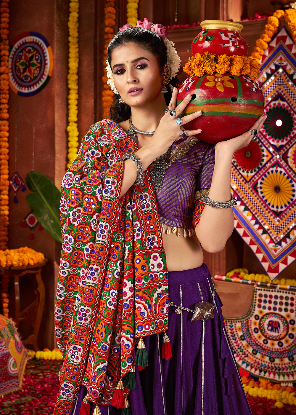 Buy Now Purple Navratri Special Chaniya Choli Online in US, UK, Canada, France, Germany, Italy, Singapore, UAE, Malaysia & Worldwide at Empress Clothing.