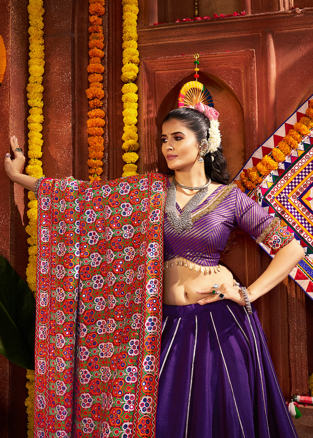 Buy Now Purple Navratri Special Chaniya Choli Online in US, UK, Canada, France, Germany, Italy, Singapore, UAE, Malaysia & Worldwide at Empress Clothing.