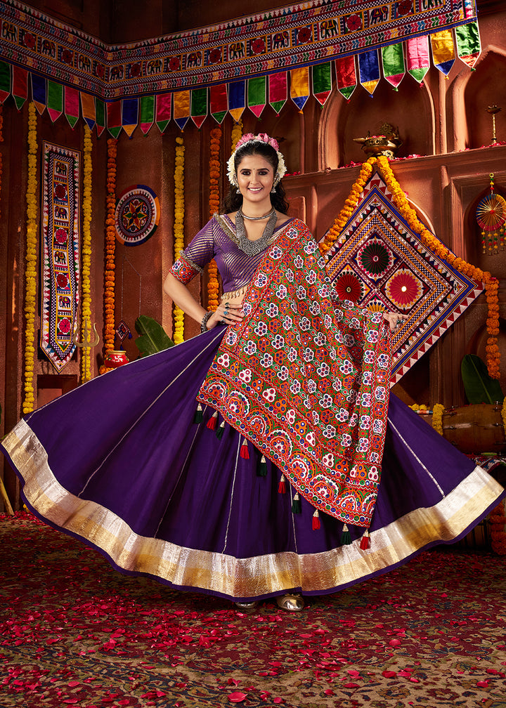 Buy Now Purple Navratri Special Chaniya Choli Online in US, UK, Canada, France, Germany, Italy, Singapore, UAE, Malaysia & Worldwide at Empress Clothing.