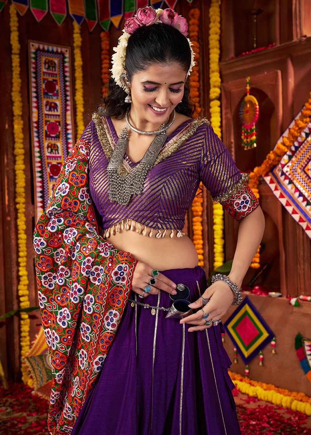 Buy Now Purple Navratri Special Chaniya Choli Online in US, UK, Canada, France, Germany, Italy, Singapore, UAE, Malaysia & Worldwide at Empress Clothing.
