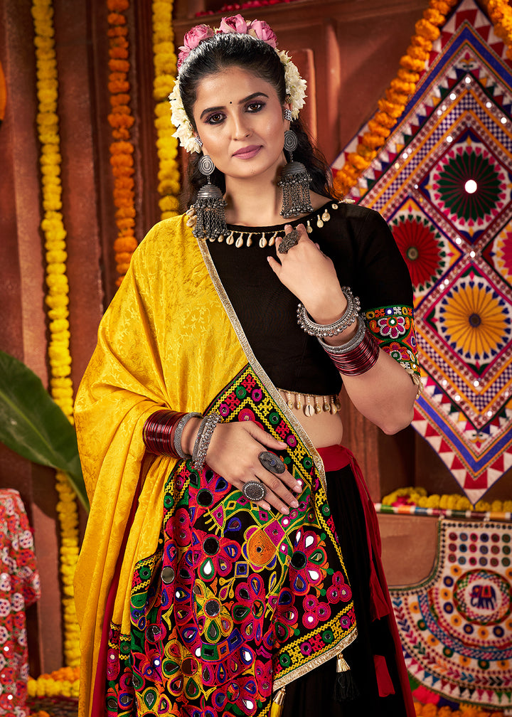 Buy Multi & Black Viscose Cotton Mirror Chaniya Choli for Navratri Online in US, UK, Canada, France, Germany, Italy, Singapore, UAE & Worldwide at Empress.