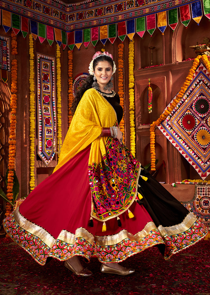 Buy Multi & Black Viscose Cotton Mirror Chaniya Choli for Navratri Online in US, UK, Canada, France, Germany, Italy, Singapore, UAE & Worldwide at Empress.