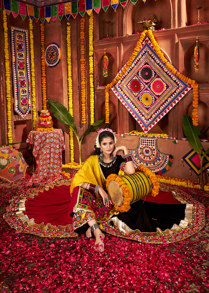 Buy Multi & Black Viscose Cotton Mirror Chaniya Choli for Navratri Online in US, UK, Canada, France, Germany, Italy, Singapore, UAE & Worldwide at Empress.