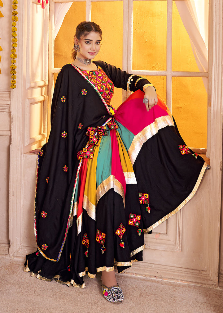 Buy Multicolor Black Chaniya Choli in Multicolor Black for Navratri Online in US, UK, Canada, France, Germany, Italy, Singapore, Austria & Worldwide at Empress.