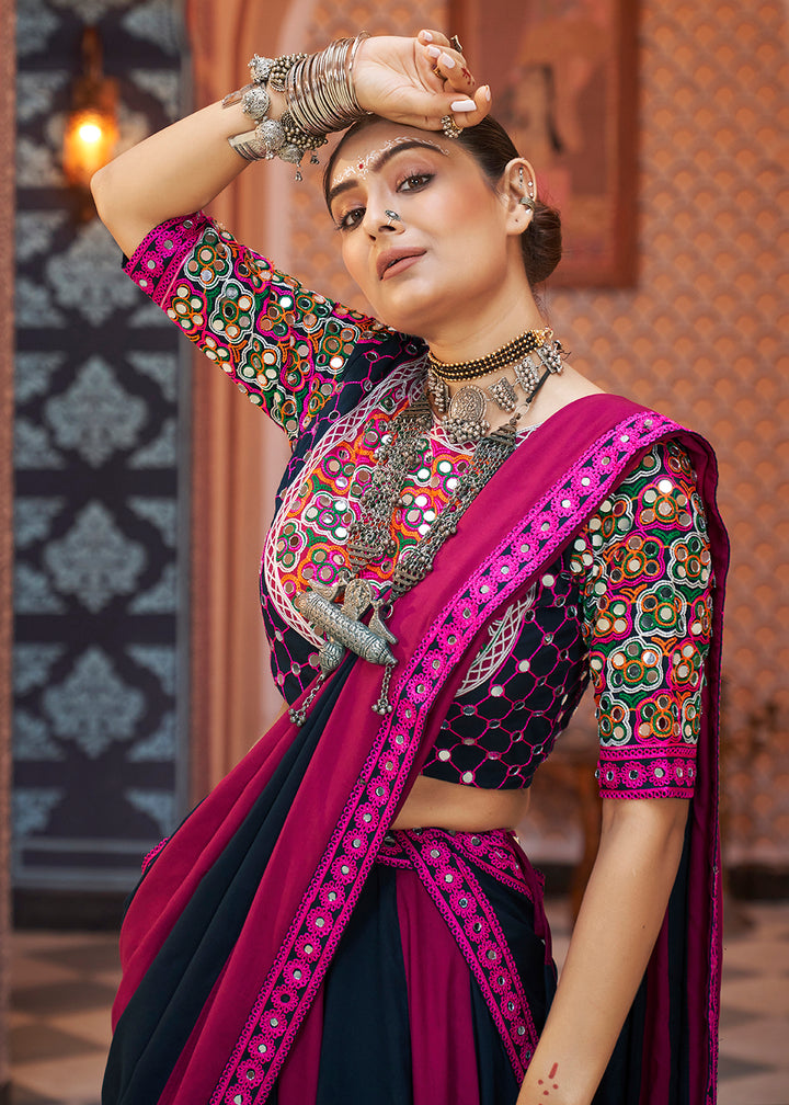 Buy Now Viscose Rayon Navy Multicolor Navratri Wear Chaniya Choli Online in USA, UK, Canada & Worldwide at Empress Clothing.