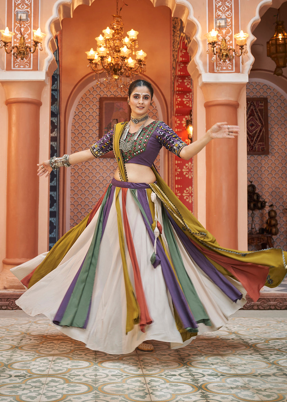 Buy Now Viscose Rayon Purple Multicolor Navratri Wear Chaniya Choli Online in USA, UK, Canada & Worldwide at Empress Clothing. 