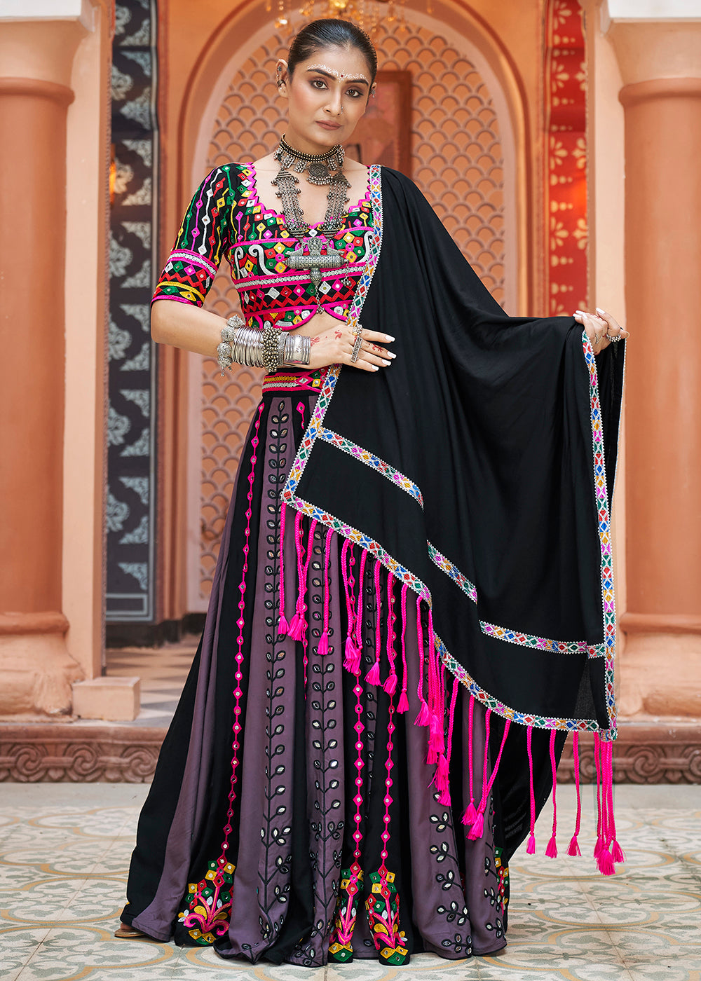black and pink indian dress Indian Party/wedding Dress