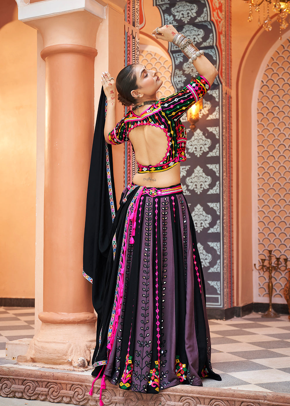 Buy Now Viscose Rayon Black Multicolor Navratri Wear Chaniya Choli Online in USA, UK, Canada & Worldwide at Empress Clothing.