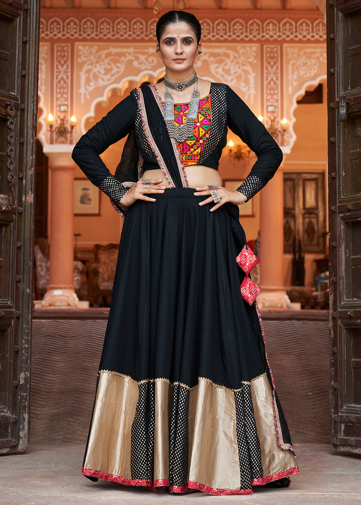 Buy Now Viscose Rayon Black Navratri Wear Chaniya Choli Online in USA, UK, Canada & Worldwide at Empress Clothing.