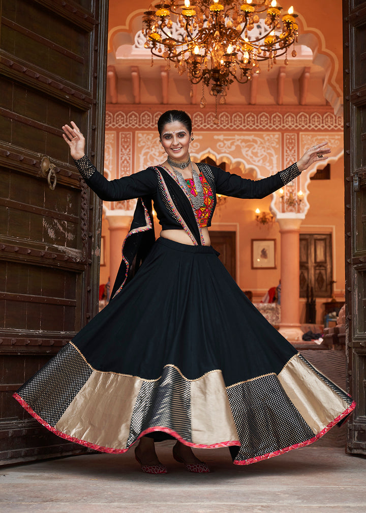 Buy Now Viscose Rayon Black Navratri Wear Chaniya Choli Online in USA, UK, Canada & Worldwide at Empress Clothing.