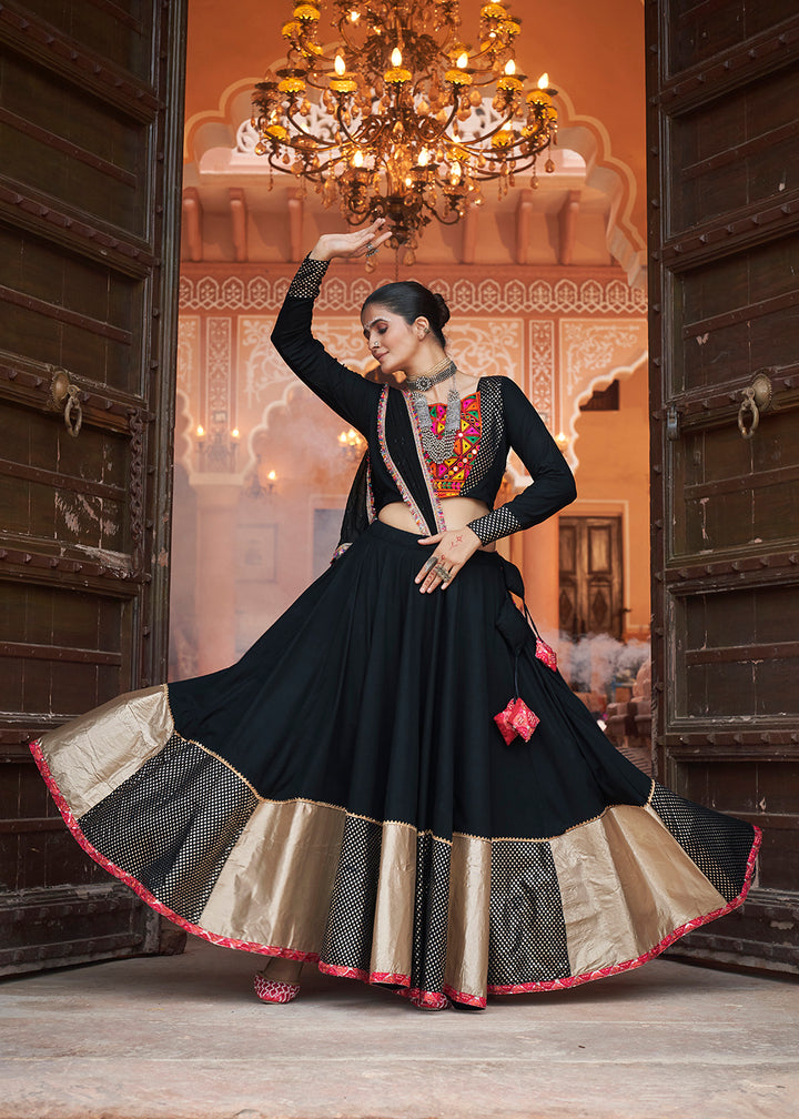 Buy Now Viscose Rayon Black Navratri Wear Chaniya Choli Online in USA, UK, Canada & Worldwide at Empress Clothing.