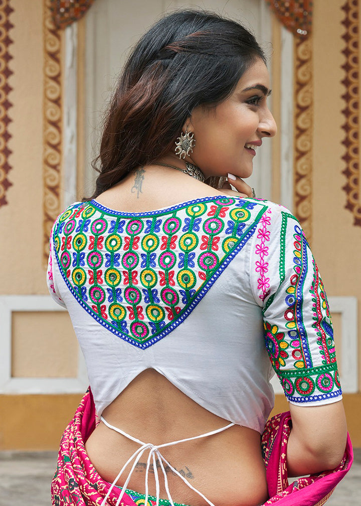 Buy Now White Embroidered with Mirror Work Chaniya Choli for Navratri Online in USA, UK, Canada & Worldwide at Empress Clothing. 