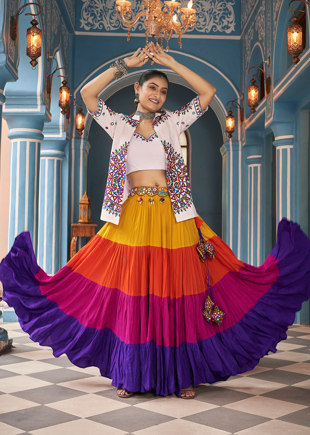 Navratri Special Multicolor Jacket Style Chaniya Choli