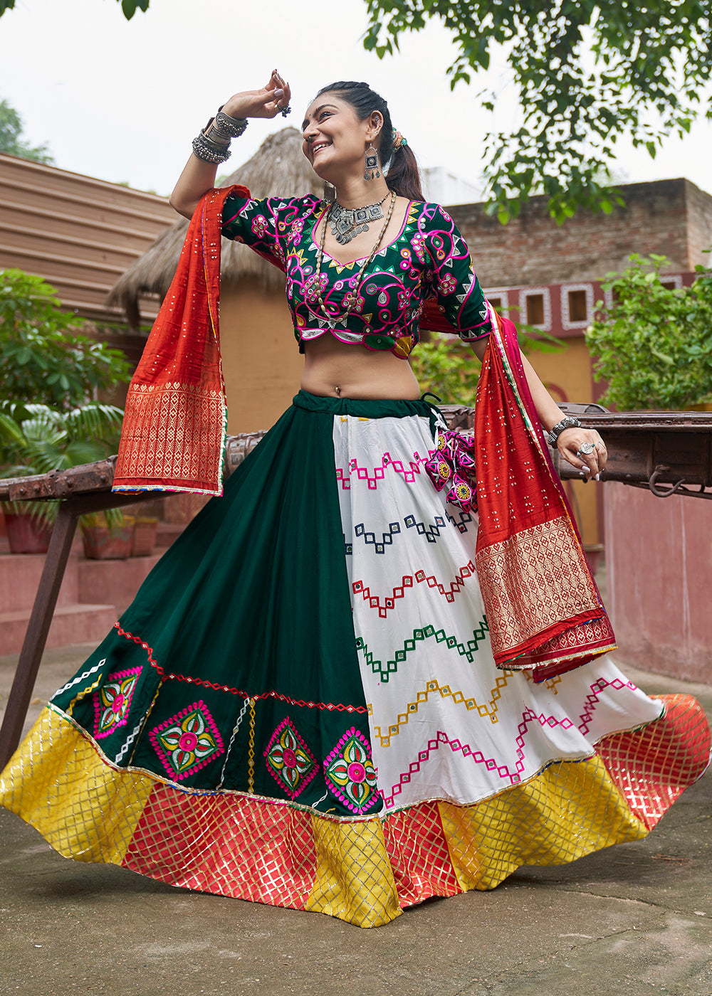 Buy Now Viscose Rayon Chaniya Choli for Navratri in Multicolor Online in USA, UK, Canada & Worldwide at Empress Clothing. 