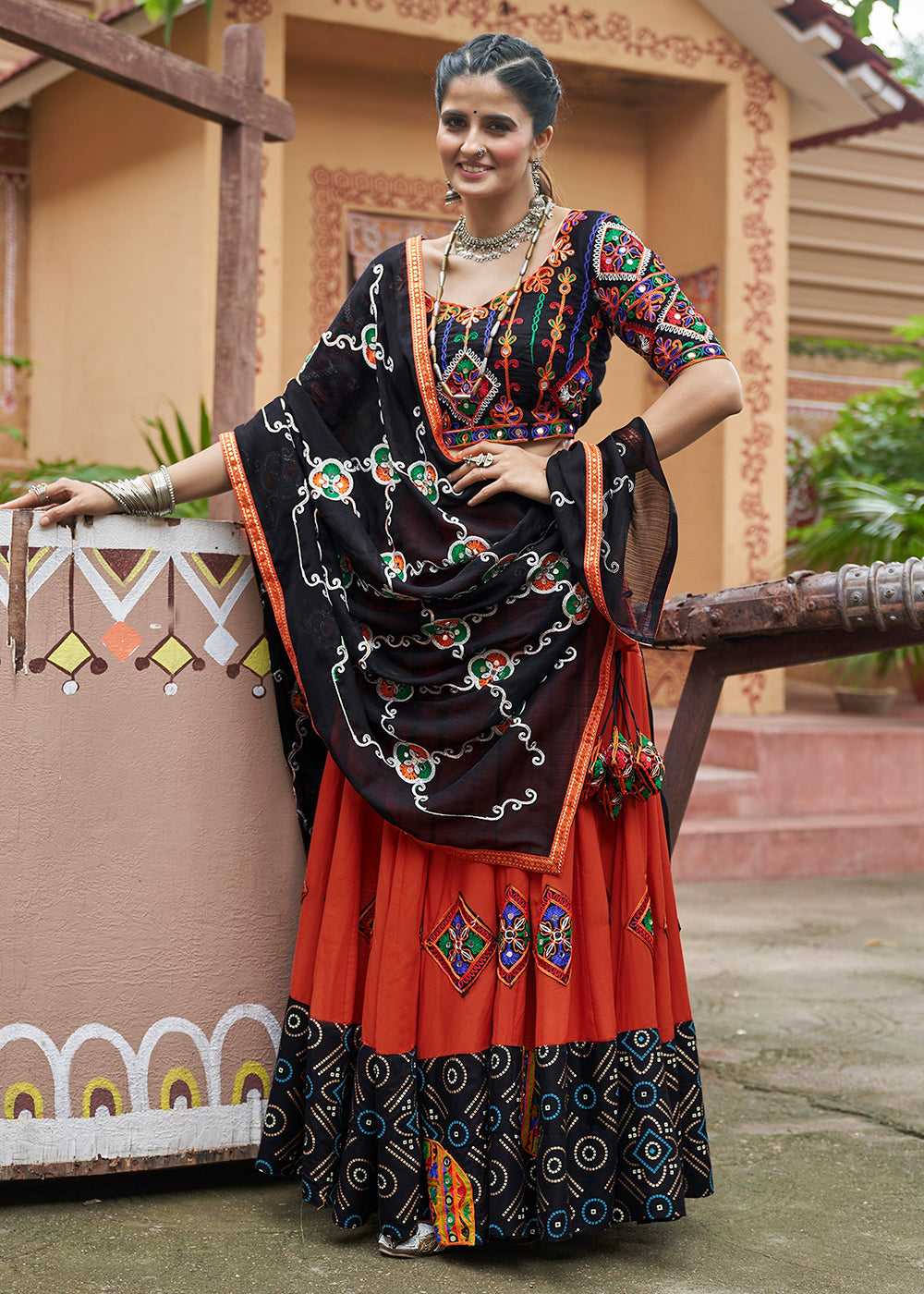 Buy Now Viscose Rayon Chaniya Choli for Navratri in Orange Online in USA, UK, Canada & Worldwide at Empress Clothing. 