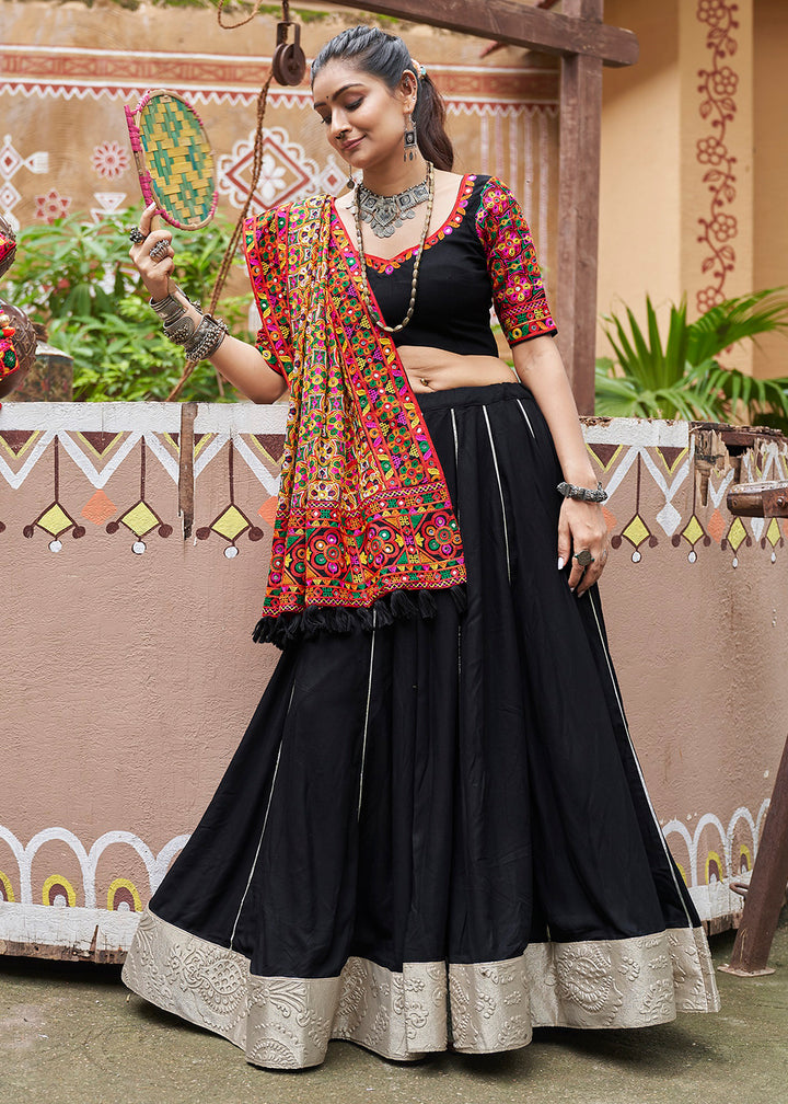 Buy Now Viscose Rayon Chaniya Choli for Navratri in Black Online in USA, UK, Canada & Worldwide at Empress Clothing.