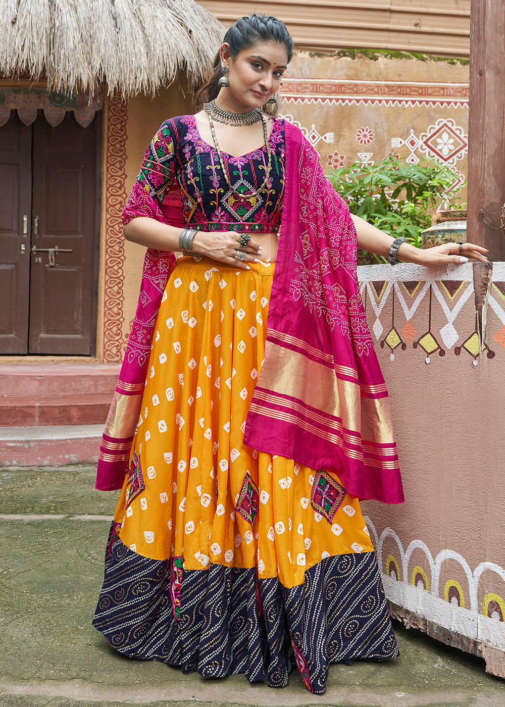 Buy Now Maslin Cotton Chaniya Choli for Navratri in Yellow Online in USA, UK, Canada & Worldwide at Empress Clothing.