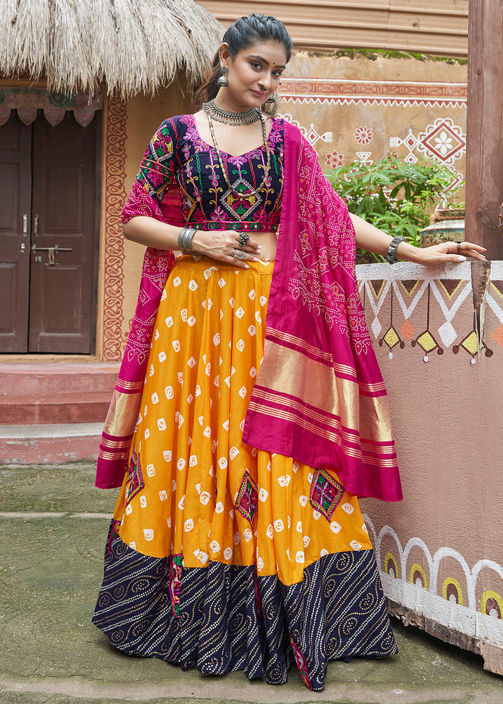 Buy Now Maslin Cotton Chaniya Choli for Navratri in Yellow Online in USA, UK, Canada & Worldwide at Empress Clothing.