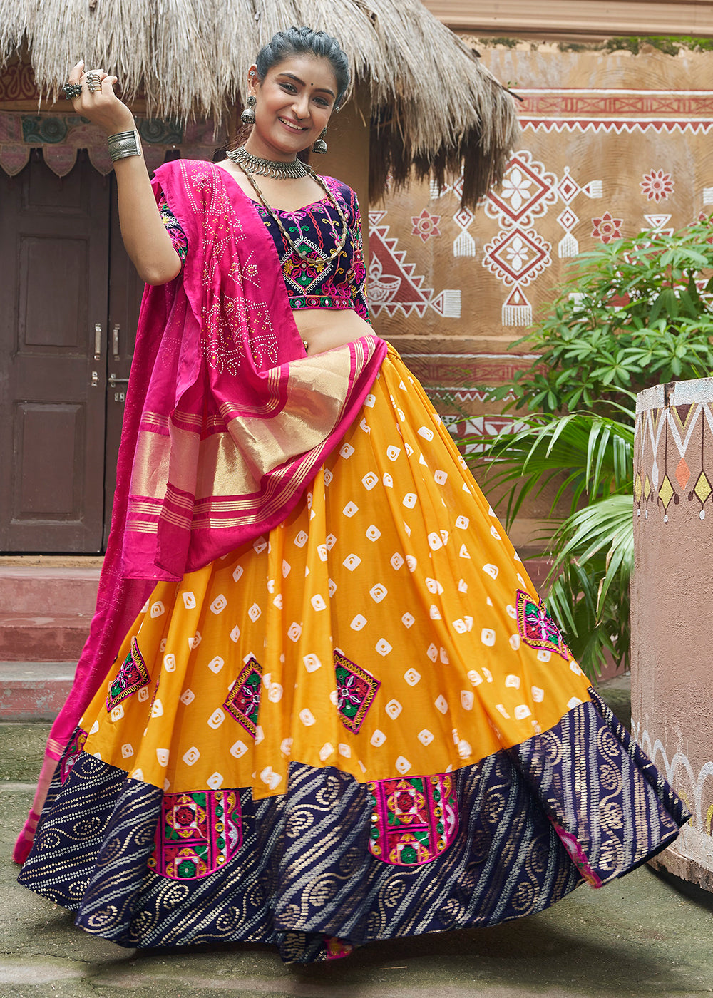 Buy Now Maslin Cotton Chaniya Choli for Navratri in Yellow Online in USA, UK, Canada & Worldwide at Empress Clothing.