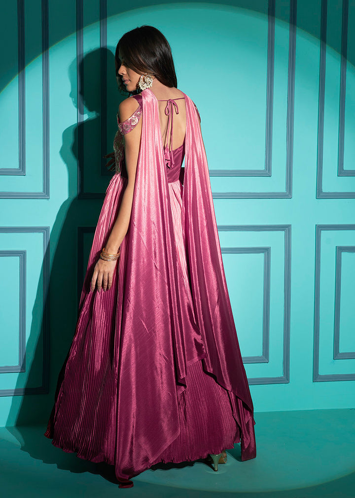 Buy Now Chinon Exquisite Dusty Pink Sequins & Thread Party Wear Gown Online in USA, UK, Australia, New Zealand, Canada & Worldwide at Empress Clothing. 