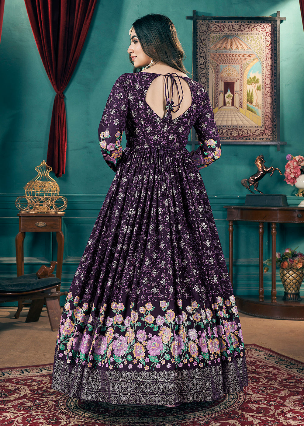 festive purple dress Buy Purple Embroidered Festive Panelled Dress Online for Woman