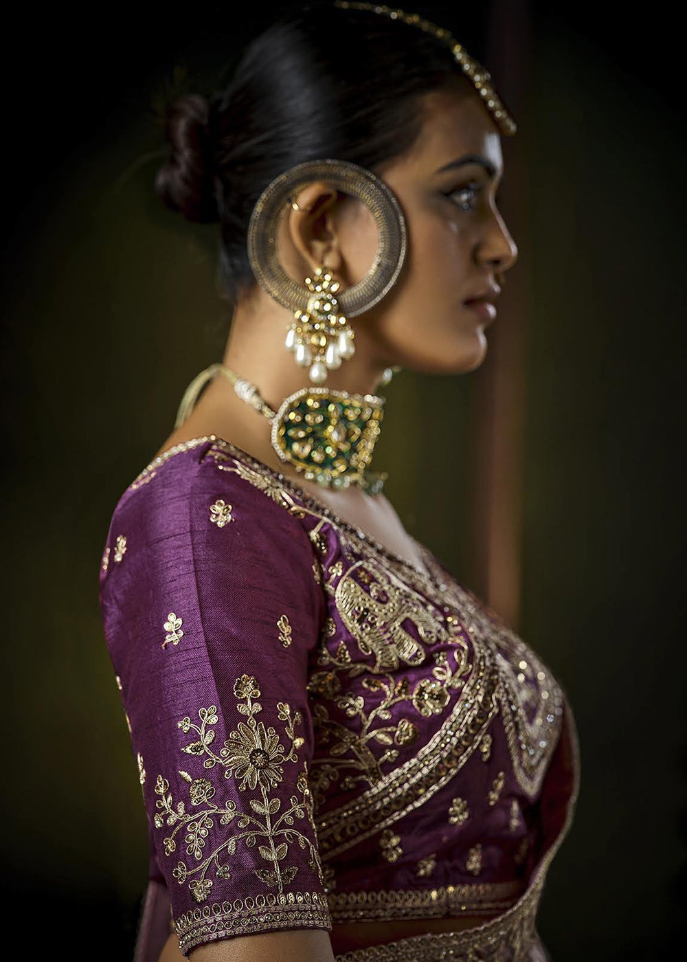 Buy Lavender & Purple Heavy Silk Embroidered Bridal Wear Saree Online in USA, UK, Canada, France, Germany, Italy, Austria, UAE Singapore & Worldwide at Empress.