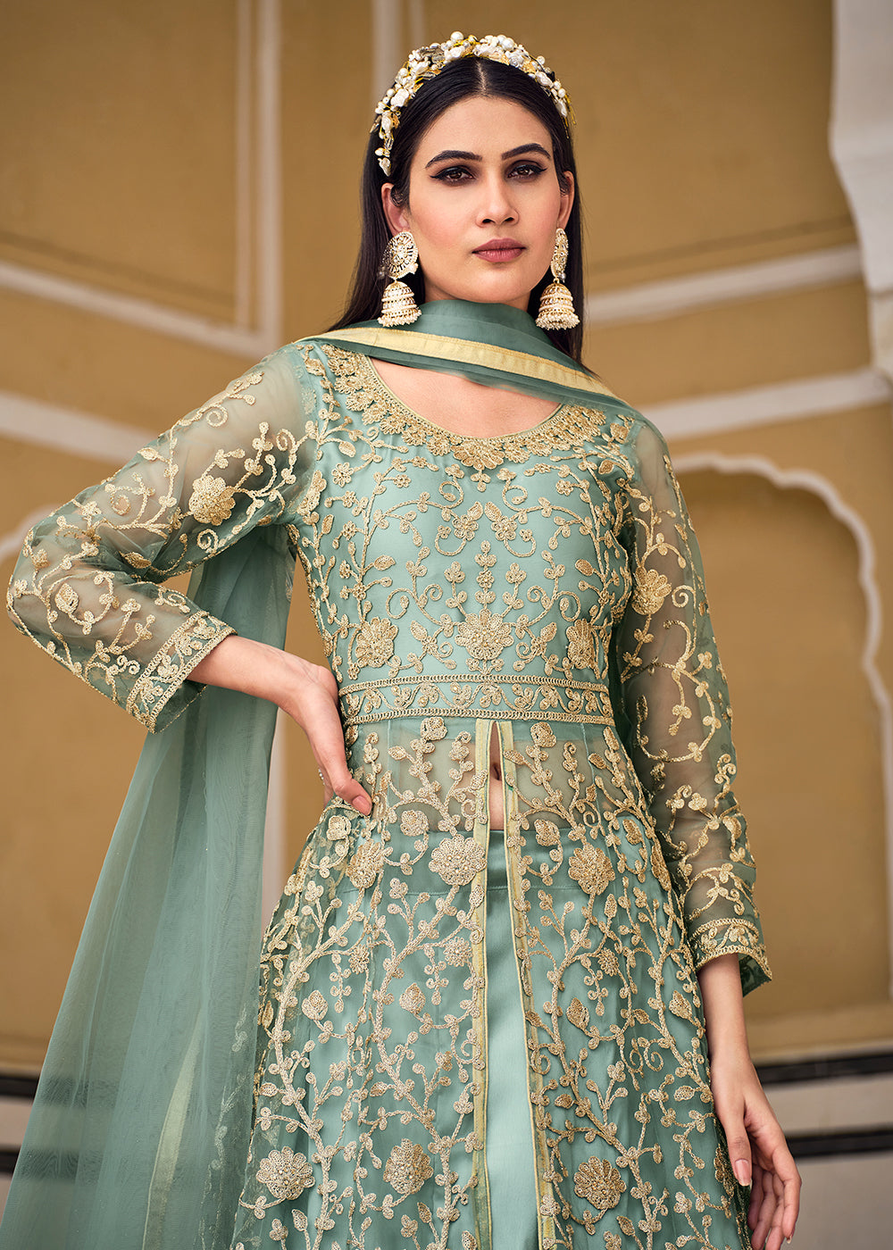 Buy Green Heavy Embroidery Party Wear Slit Anarkali Suit Indian Pakistani  Dress, Pakistani Suit, Anarkali Suit, Party Wear Dress, Eid Clothing Online  in India - Etsy