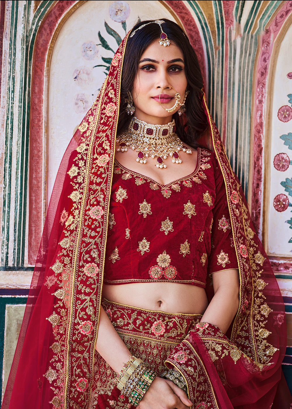 Silk circular lehenga choli in Peach colour 1504