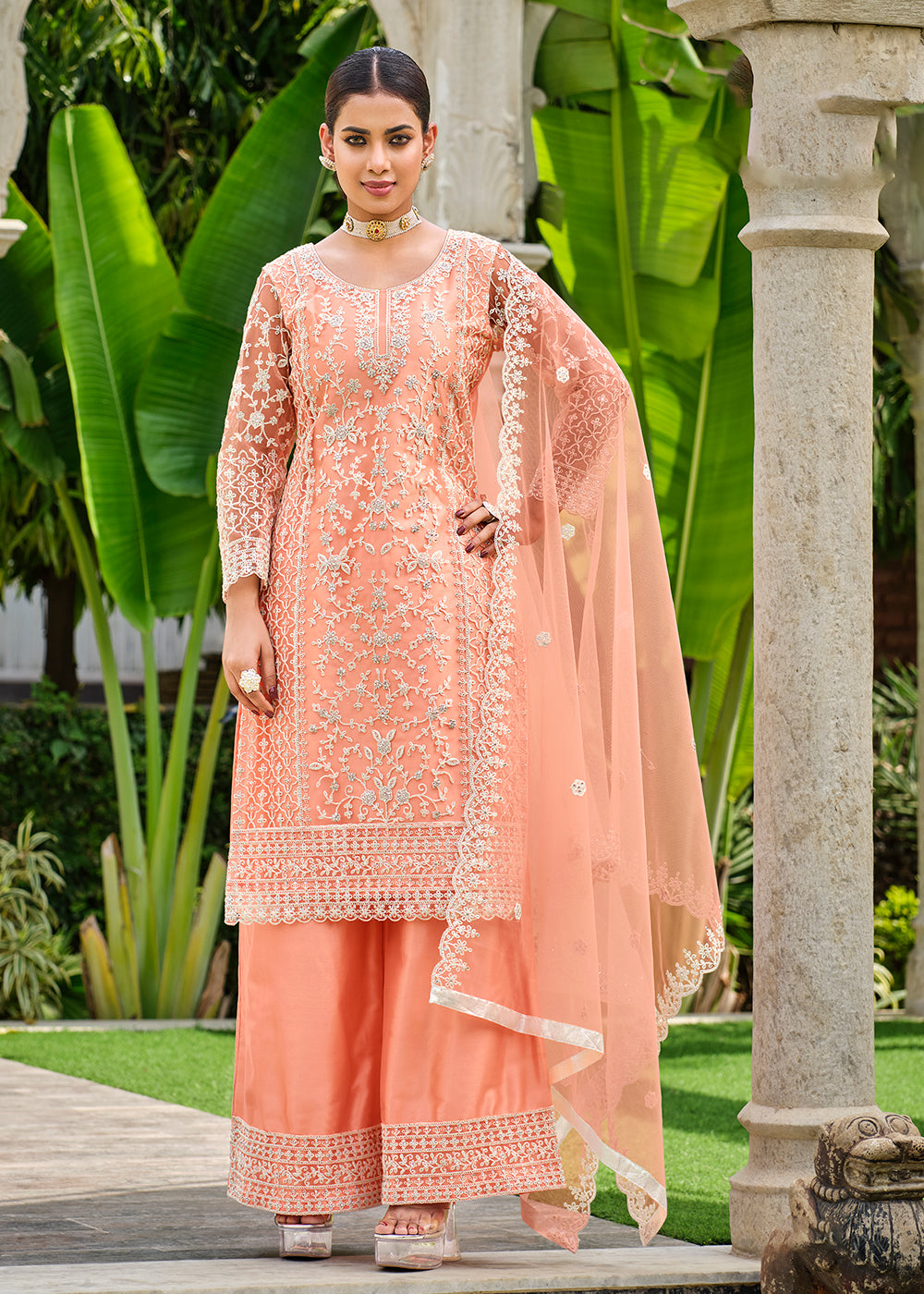 Semi-stitched Blue Punjabi Suit Design Ladies Salwar Suits