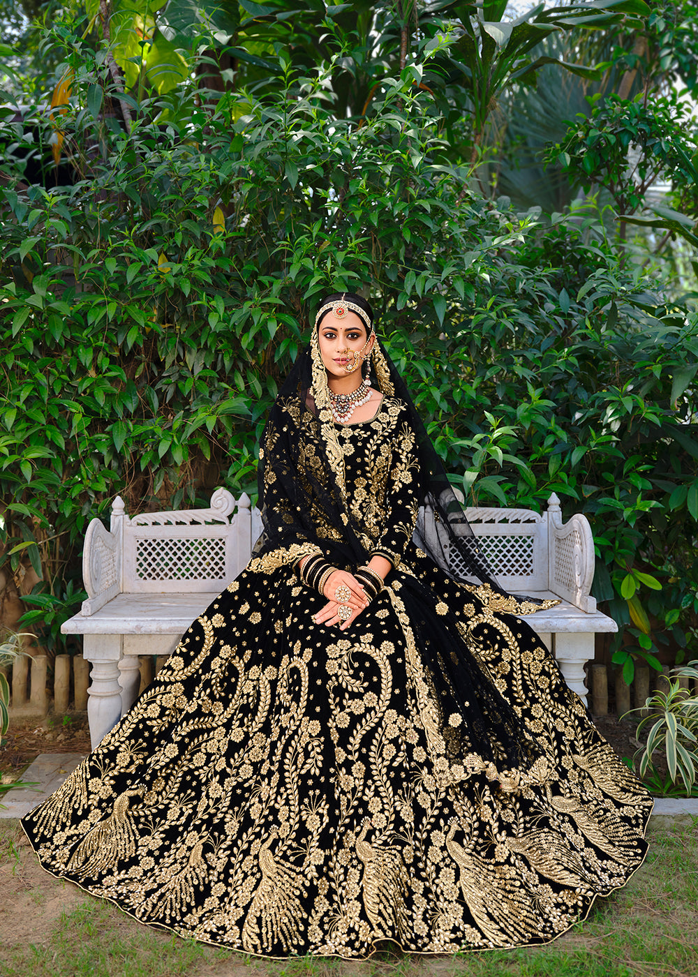Velvet Radiant Black Stone Cording Bridal Style Lehenga Choli Velvet Radiant Black Stone Cording Bridal Style Lehenga Choli