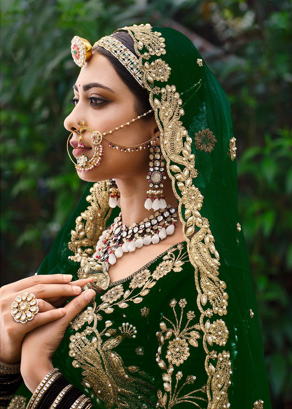 Buy Bridal Style Lehenga Choli Green Stone Cording Lehenga Choli