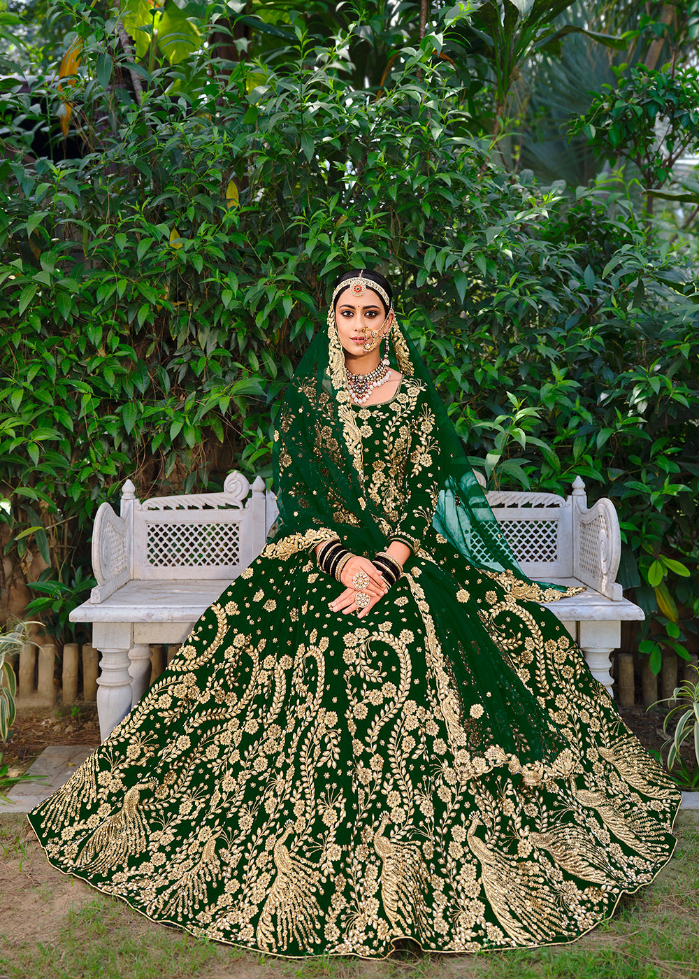 Buy Bridal Style Lehenga Choli Green Stone Cording Lehenga Choli