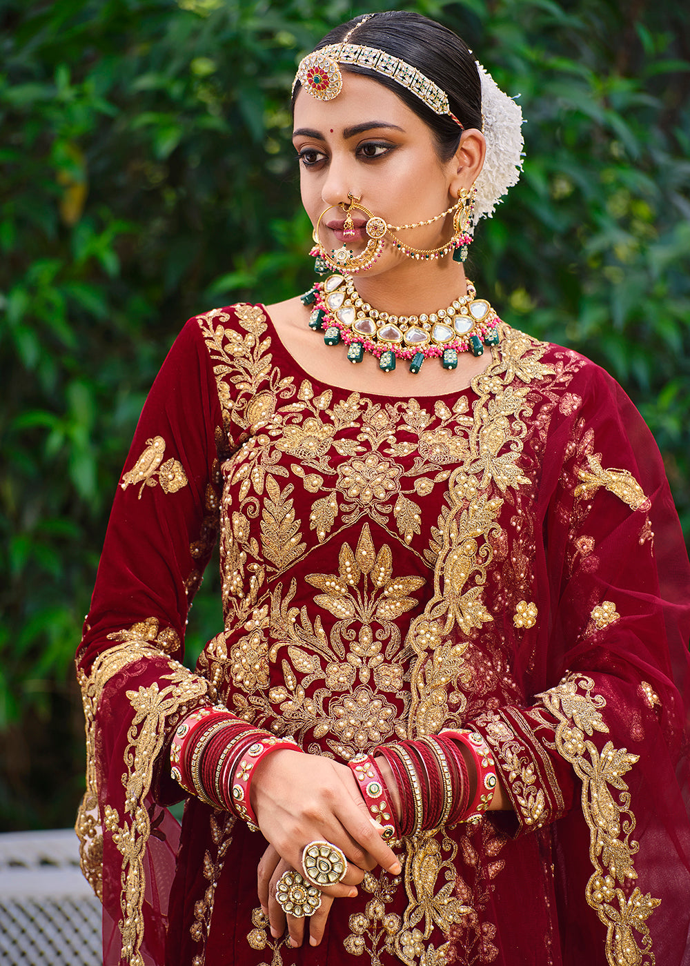 Blush Pink Lehenga In Organza Silk With Maroon Velvet Highlights Havin