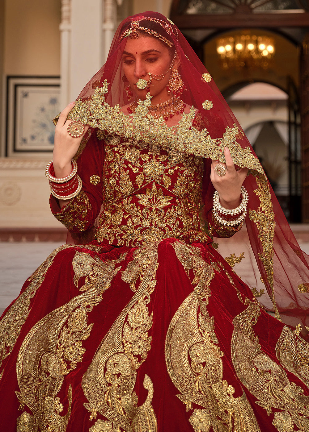 maroon and gold traditional dresses Gold Lace Appliques Burgundy Wedding Ball Gowns Dresses For Arabic Women