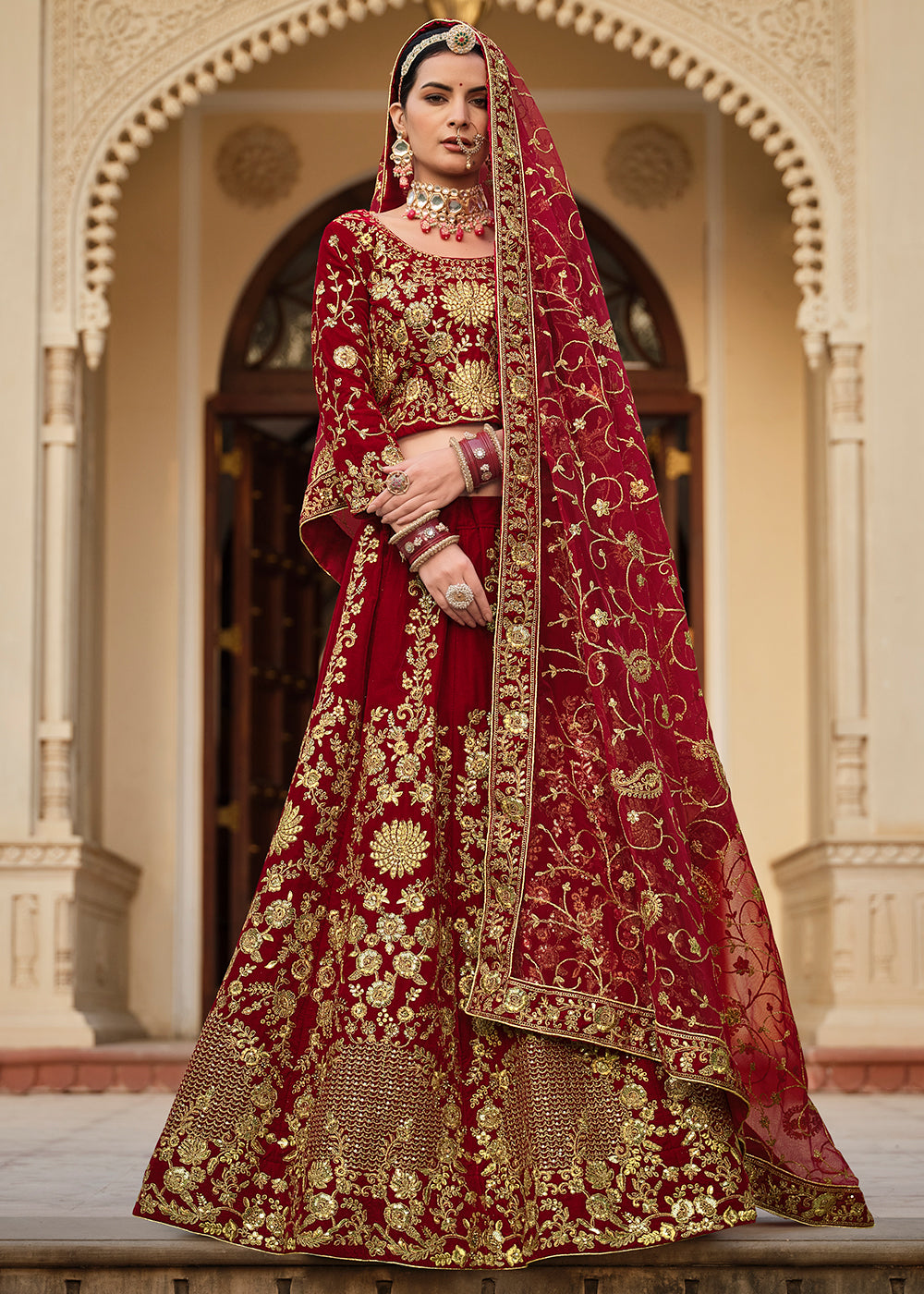 Bridal Makeup Wedding Royal Look Bridal Lehenga Red Designer