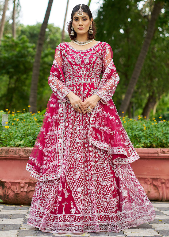 Buy Now Beautiful Pink Front & Back Work Wedding Anarkali Suit Online in USA, UK, Sweden, Denmark, Greece, Germany, Canada, Austria, UAE & Worldwide at Empress.