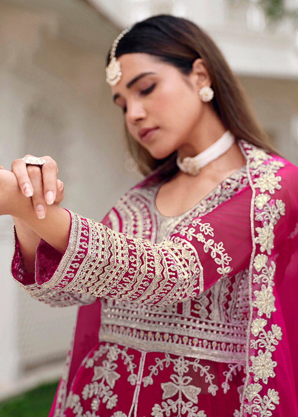 Buy Now Pure Butterfly Net Pink Lehenga & Pant Style Dress Online in US, UK, Canada, France, Italy, Sweden, Ireland, Denmark, Qatar, UAE & Worldwide at Empress.