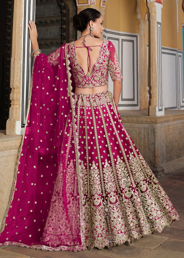 Buy Now Designer Pink Net Embroidered Wedding Lehenga Choli Online in USA, UK, Canada, France & Worldwide at Empress Clothing.