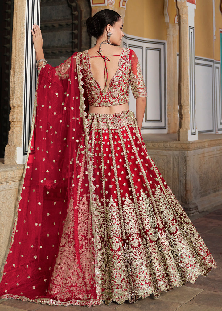 Buy Now Designer Red Net Embroidered Wedding Lehenga Choli Online in USA, UK, Canada, France & Worldwide at Empress Clothing. 