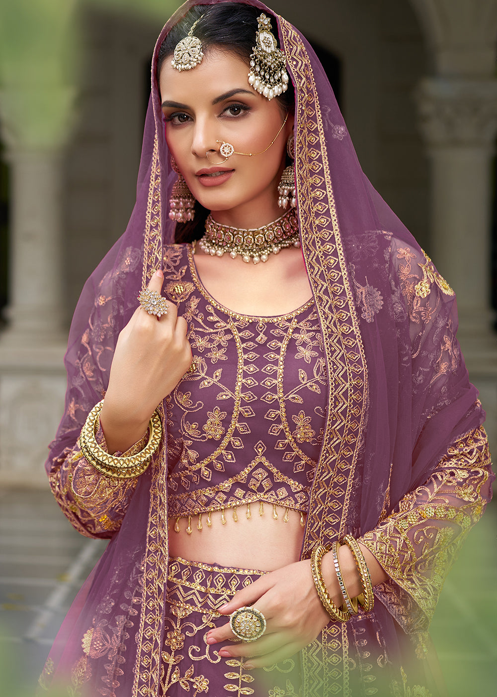 Buy Now Wedding Wear Net Purple Embroidered Lehenga Choli Online in US, UK, Canada, France, Germany, Sweden, Denmark, Greece, Ireland & Worldwide at Empress.