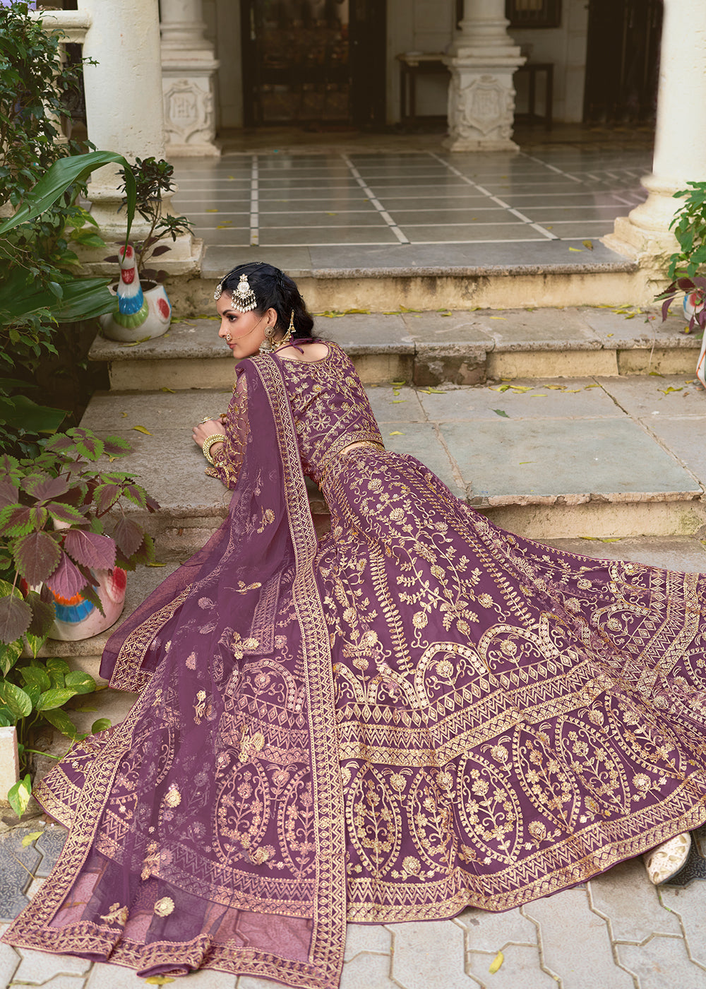 Buy Now Wedding Wear Net Purple Embroidered Lehenga Choli Online in US, UK, Canada, France, Germany, Sweden, Denmark, Greece, Ireland & Worldwide at Empress.