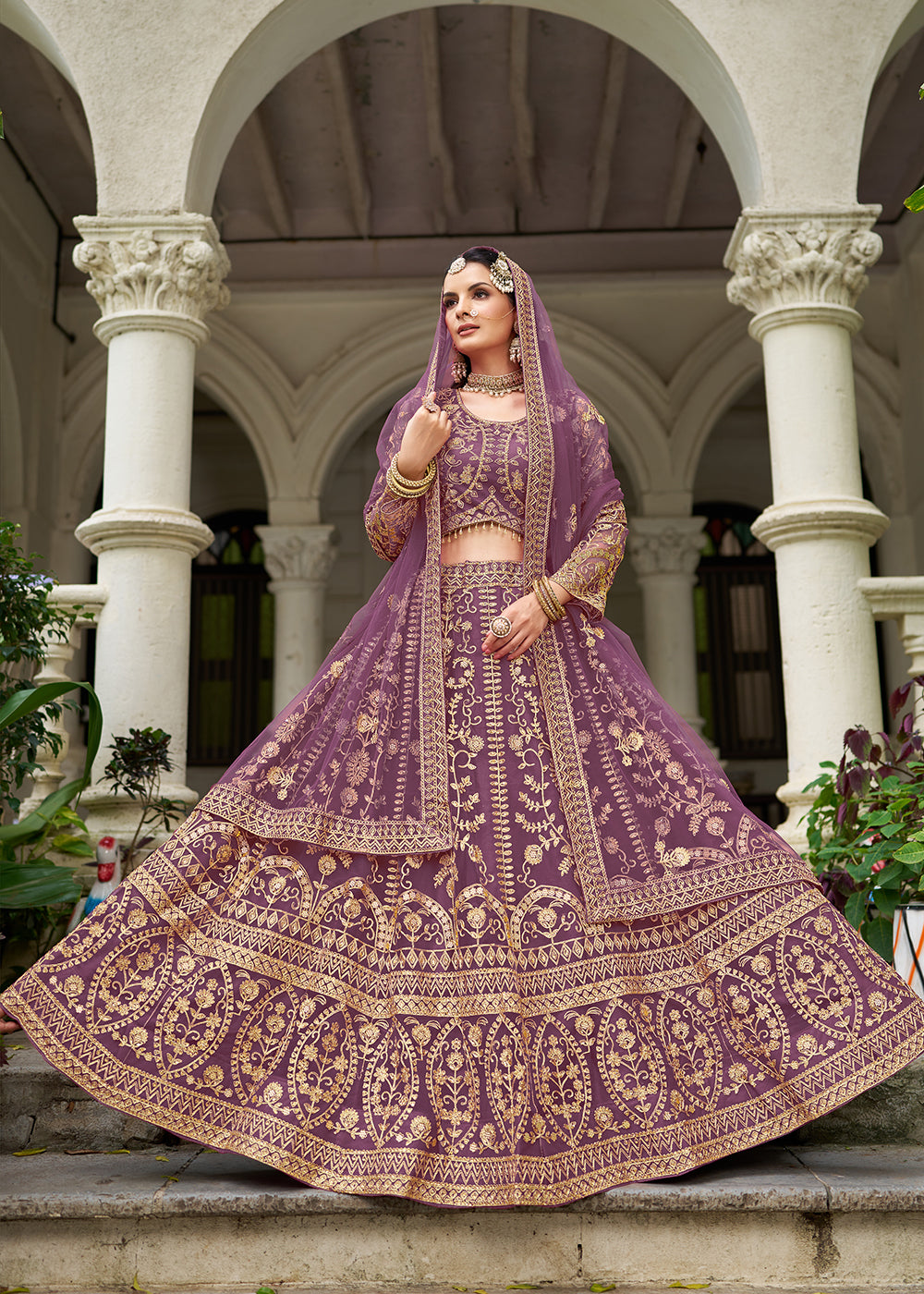Buy Now Wedding Wear Net Purple Embroidered Lehenga Choli Online in US, UK, Canada, France, Germany, Sweden, Denmark, Greece, Ireland & Worldwide at Empress.