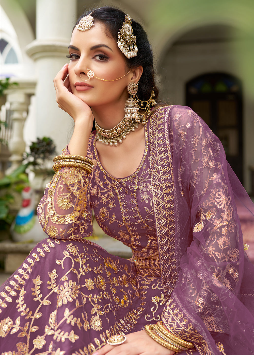 Buy Now Wedding Wear Net Purple Embroidered Lehenga Choli Online in US, UK, Canada, France, Germany, Sweden, Denmark, Greece, Ireland & Worldwide at Empress.
