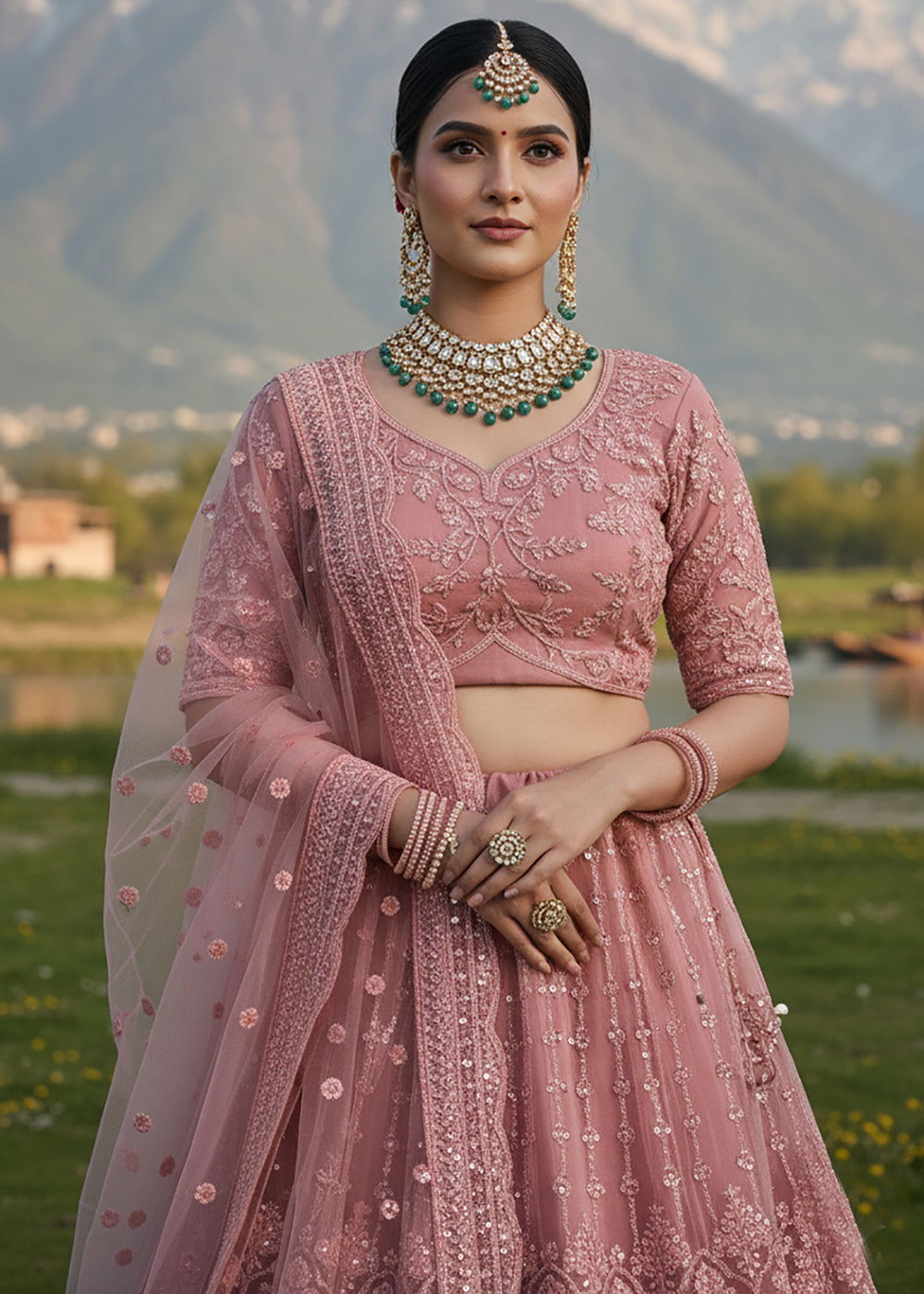 Buy Now Pink Lehenga Choli Specially Designed for Wedding Season Online in US, UK, Canada, France, Germany, Sweden, Greece, Denmark, UAE & Worldwide at Empress.