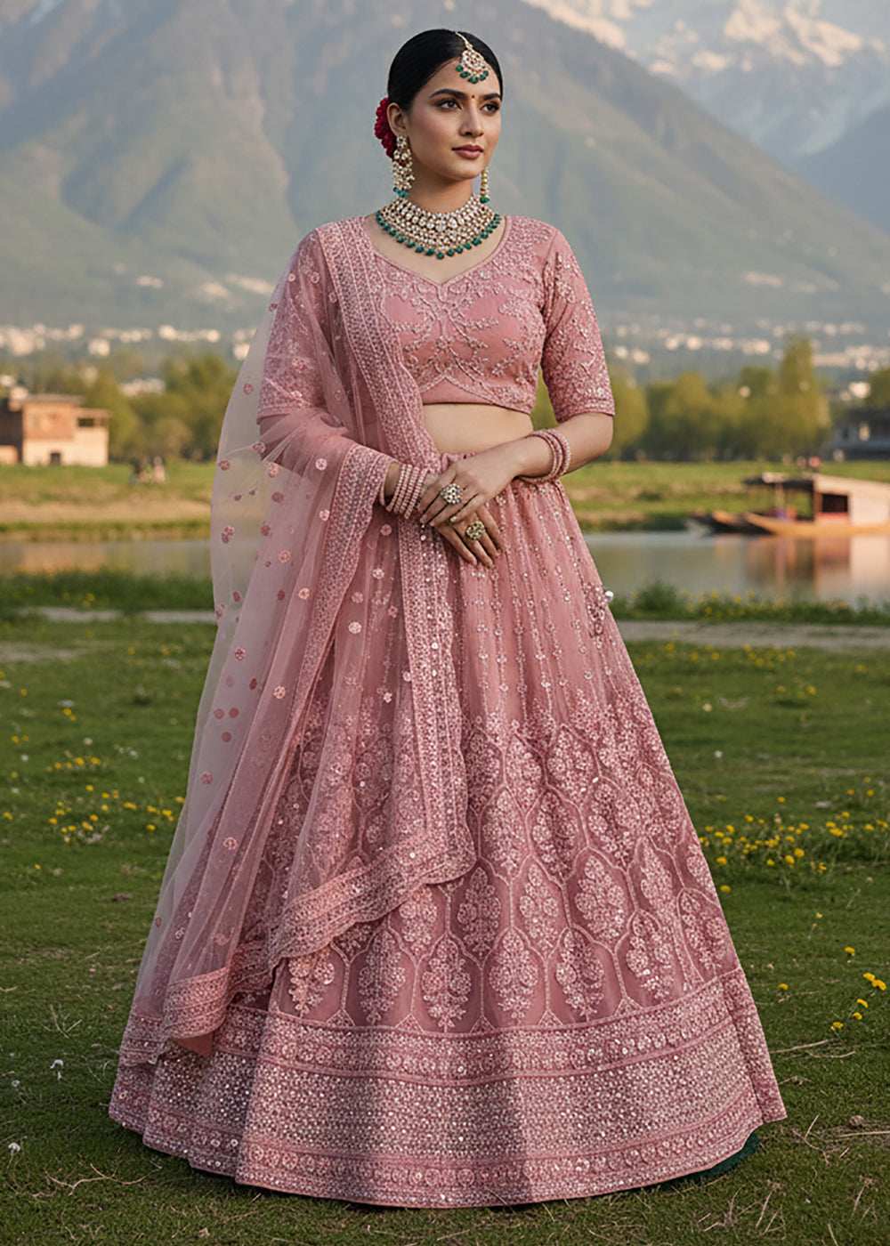 Buy Now Pink Lehenga Choli Specially Designed for Wedding Season Online in US, UK, Canada, France, Germany, Sweden, Greece, Denmark, UAE & Worldwide at Empress.