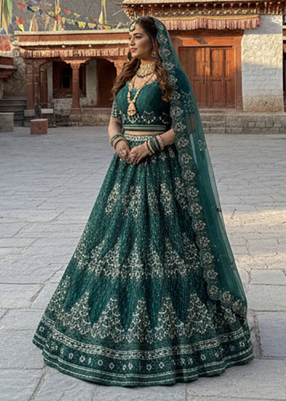 Buy Now Green Lehenga Choli Specially Designed for Wedding Season Online in US, UK, Canada, France, Germany, Sweden, Greece, Denmark, UAE & Worldwide at Empress.