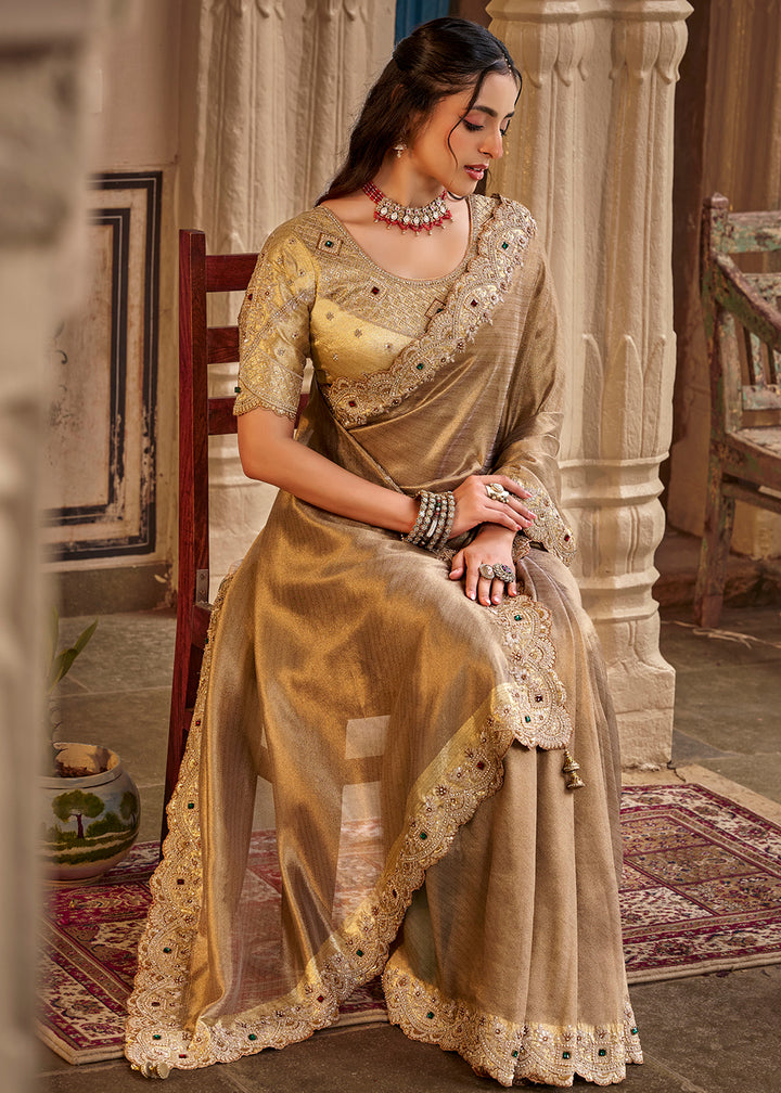 Buy Now Beigy Fancy Based Pure Fabric Designer Wear Saree Online in US, UK, Canada, France, Germany, Denmark, Sweden, Italy, Greece, UAE &amp; Worldwide at Empress