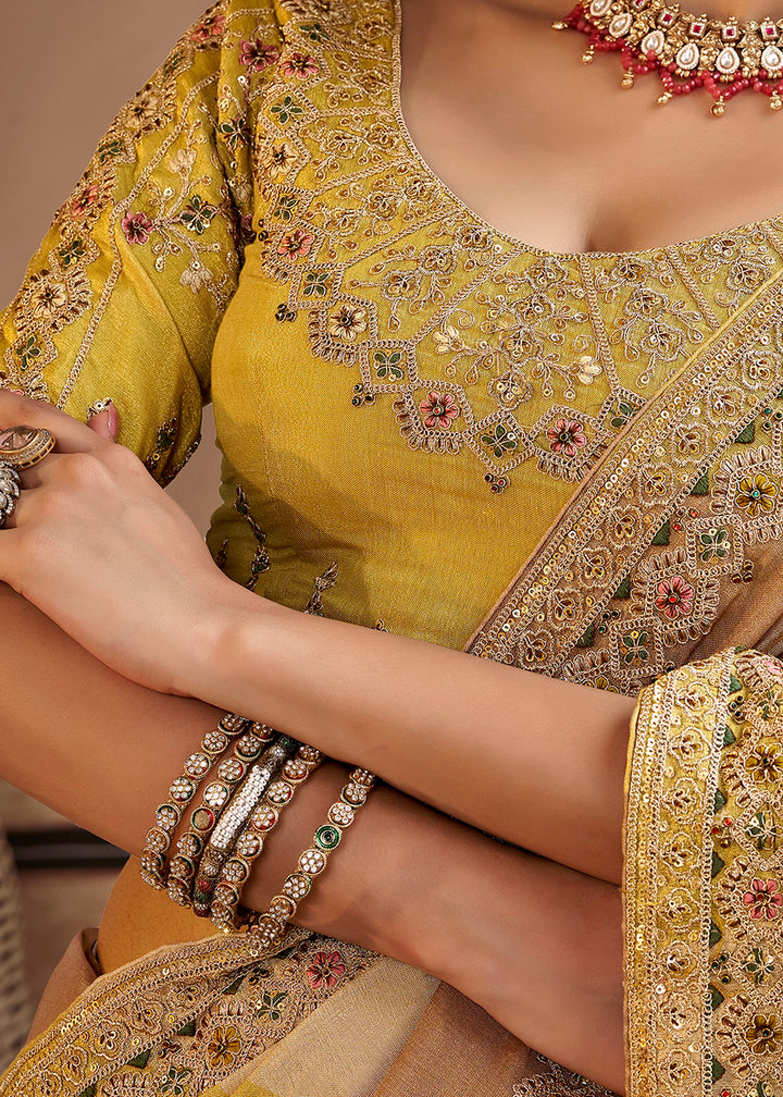 Buy Now Multi Yellow Fancy Based Pure Fabric Designer Wear Saree Online in US, UK, Canada, France, Germany, Denmark, Sweden, Italy, Greece &amp; Worldwide at Empress